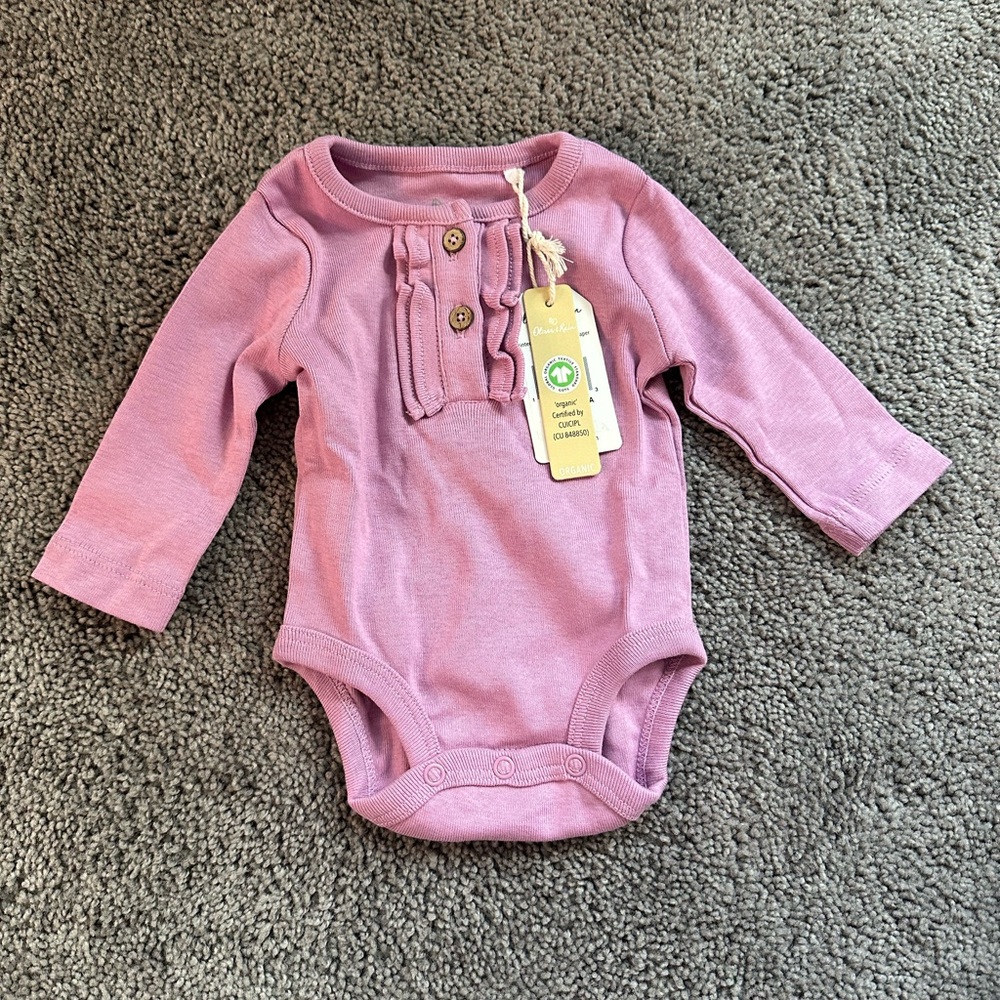 Oliver & Rain Organic Long Sleeve Onesie Size NewBorn